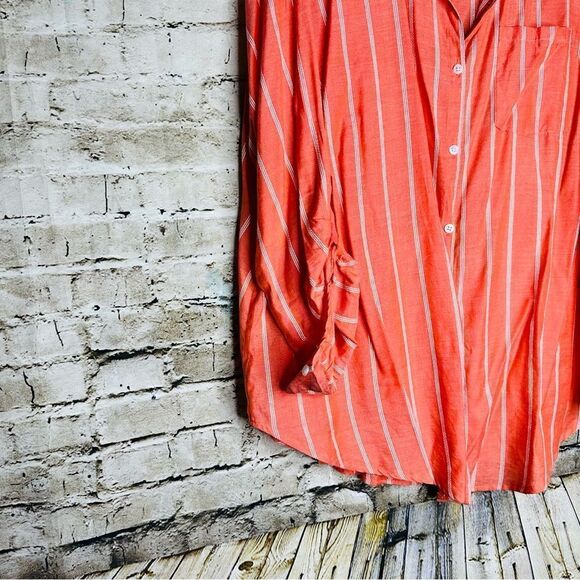 Millenium Striped Button Down Bright Top Plus 2X - Picture 8 of 8